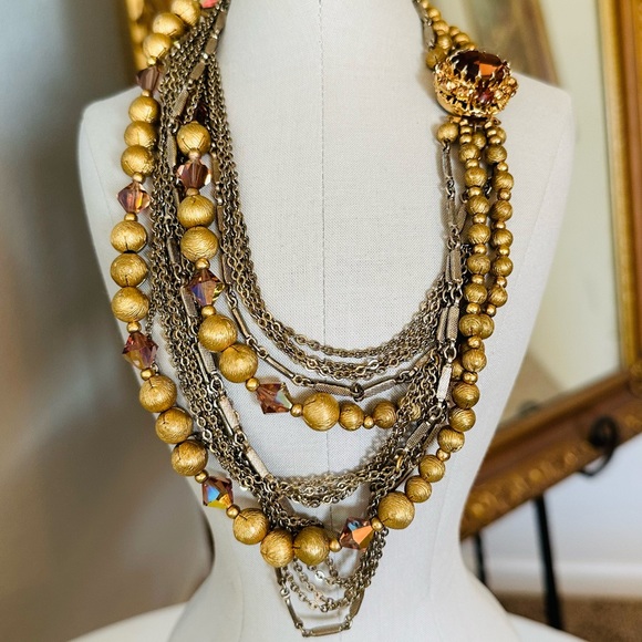 Rare Vintage Deco Topaz Rhinestone Runway Necklace - Picture 15 of 16